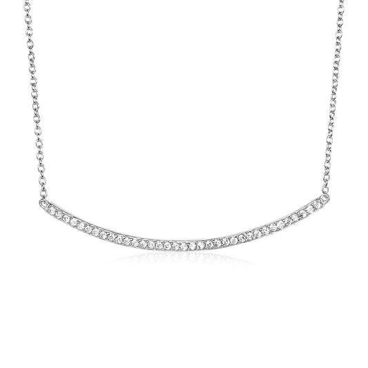 Sterling Silver Curved Bar Necklace with Cubic Zirconias by Avera Group