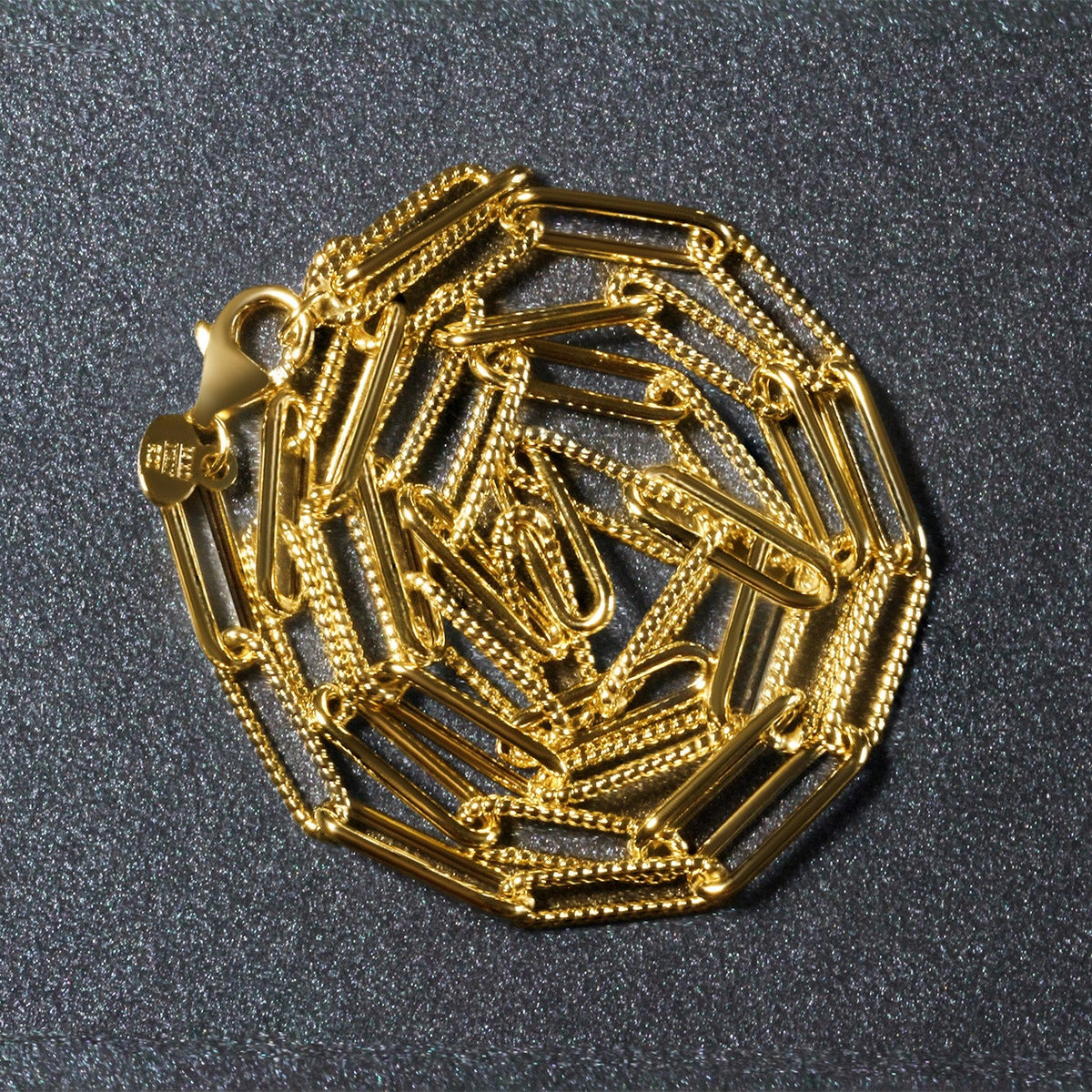 14k yellow gold textured paperclip chain, Avera Group, view 5