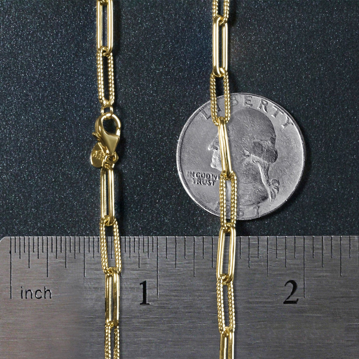 14k yellow gold textured paperclip chain, Avera Group, view 6