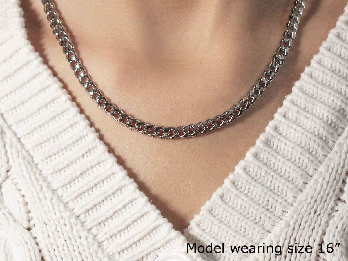 5.5mm 14k White Gold Miami Cuban Semi Solid Chain by Avera Group