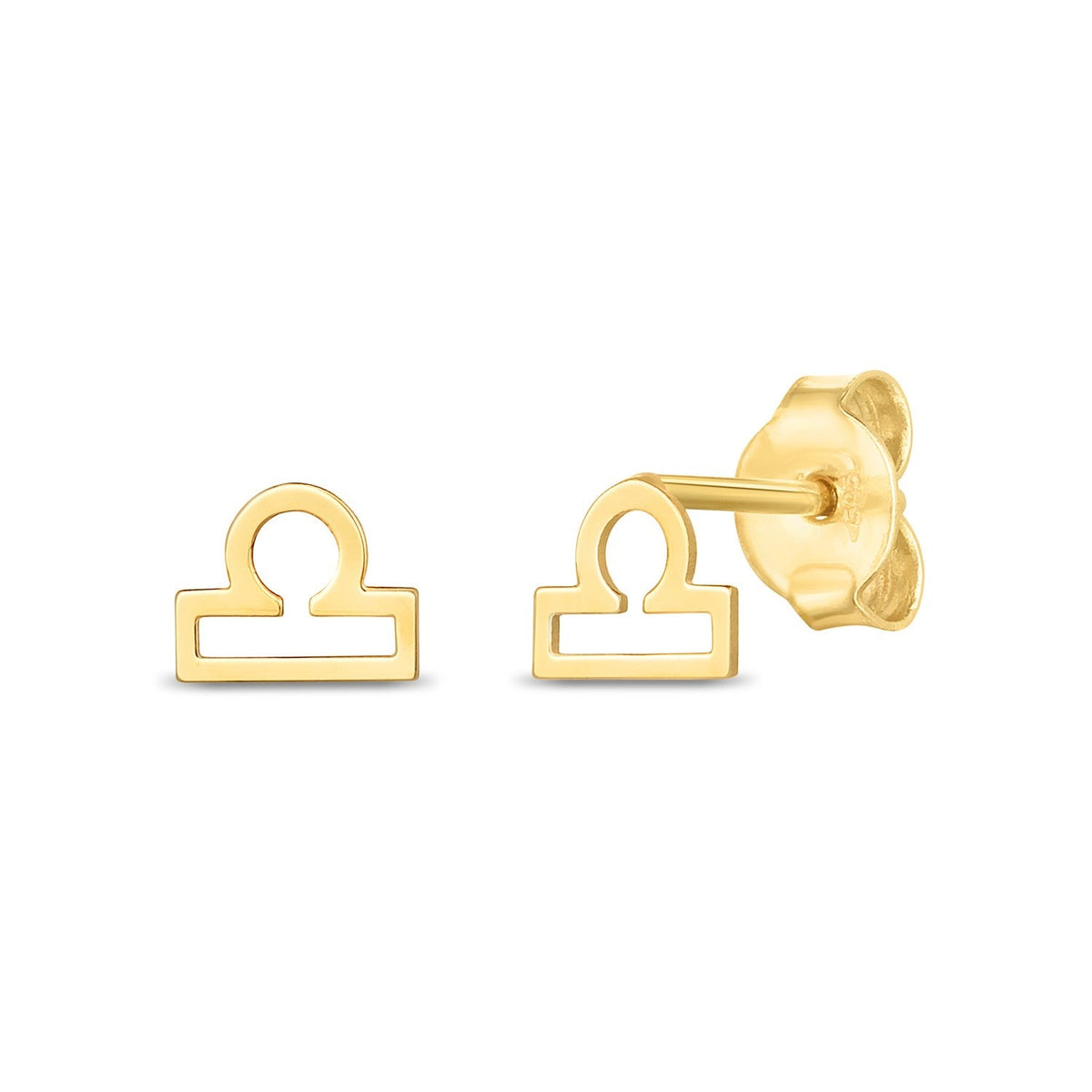 14k yellow gold Libra zodiac sign stud earrings by Avera Group