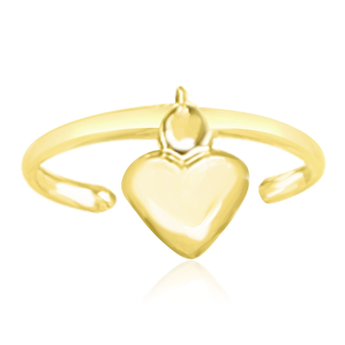 14k yellow gold cuff toe ring with puffed heart, Avera Group