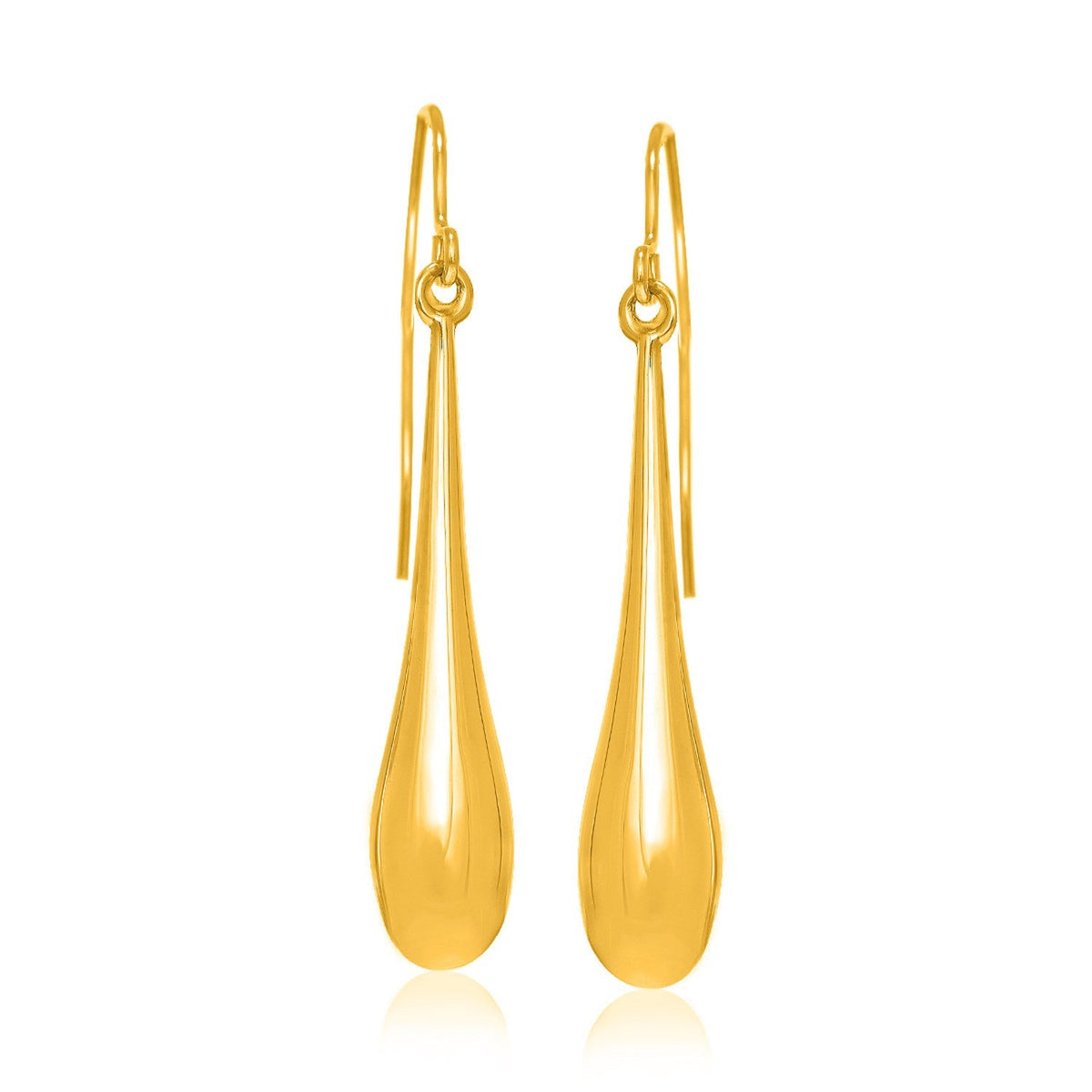 14k yellow gold long polished teardrop dangling earrings by Avera Group