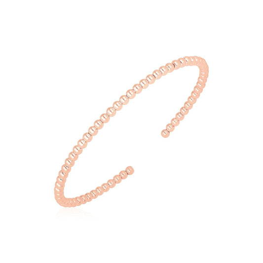 14k rose gold high polish bead cuff bangle, 3mm, by Avera Group