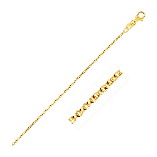 14k yellow gold 1.3mm round cable link chain by Avera Group