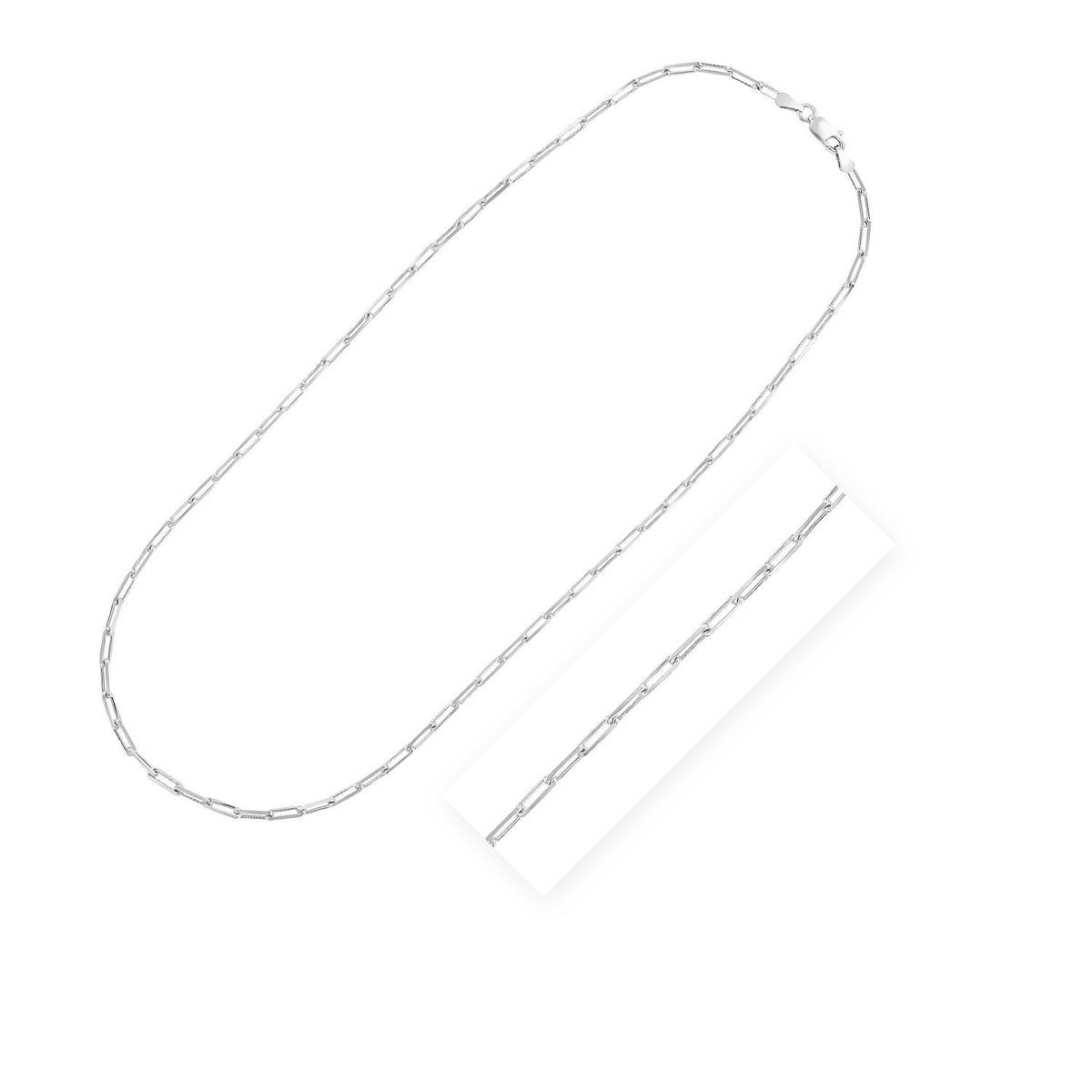 Sterling Silver Rhodium Plated Paperclip Chain (3.00 mm) by Avera Group