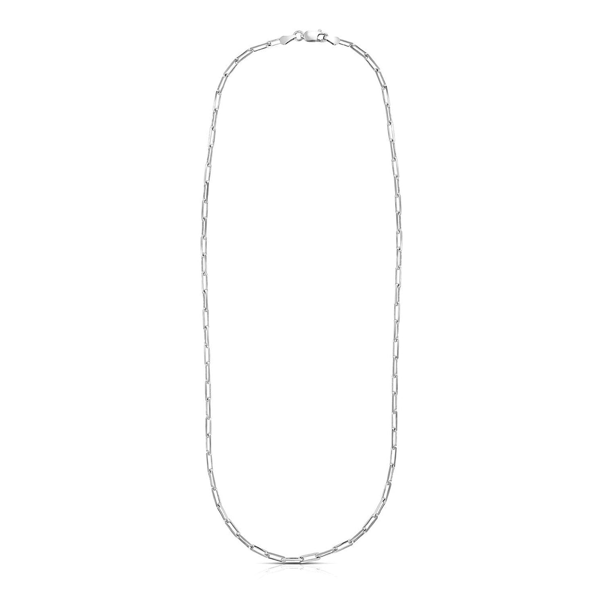 Sterling Silver Rhodium Plated Paperclip Chain (3.00 mm) by Avera Group