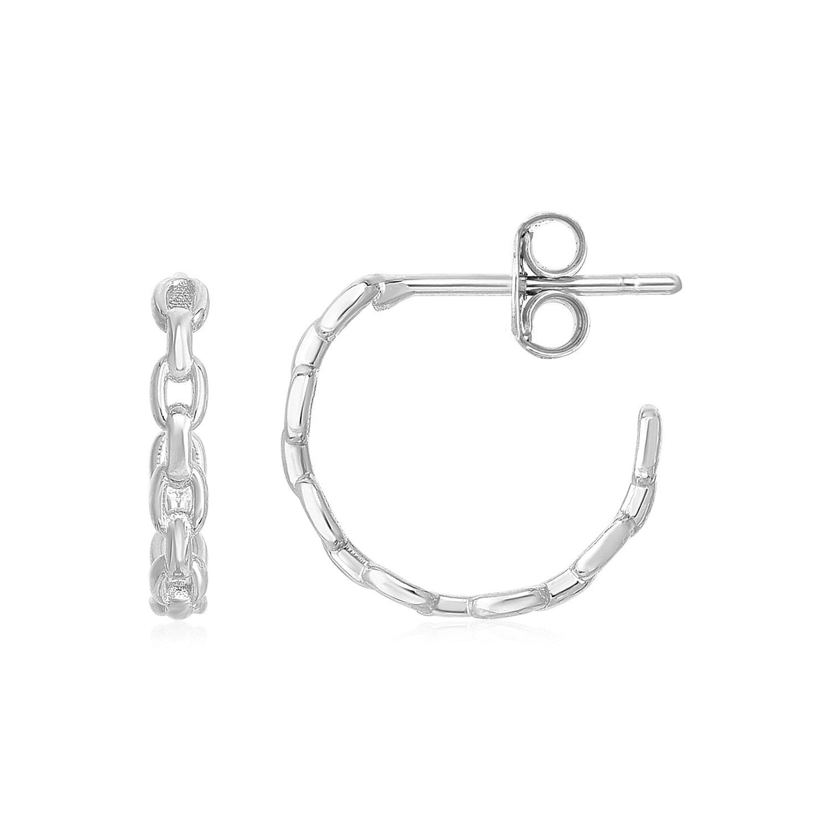14k white gold delicate chain hoop earrings, Avera Group