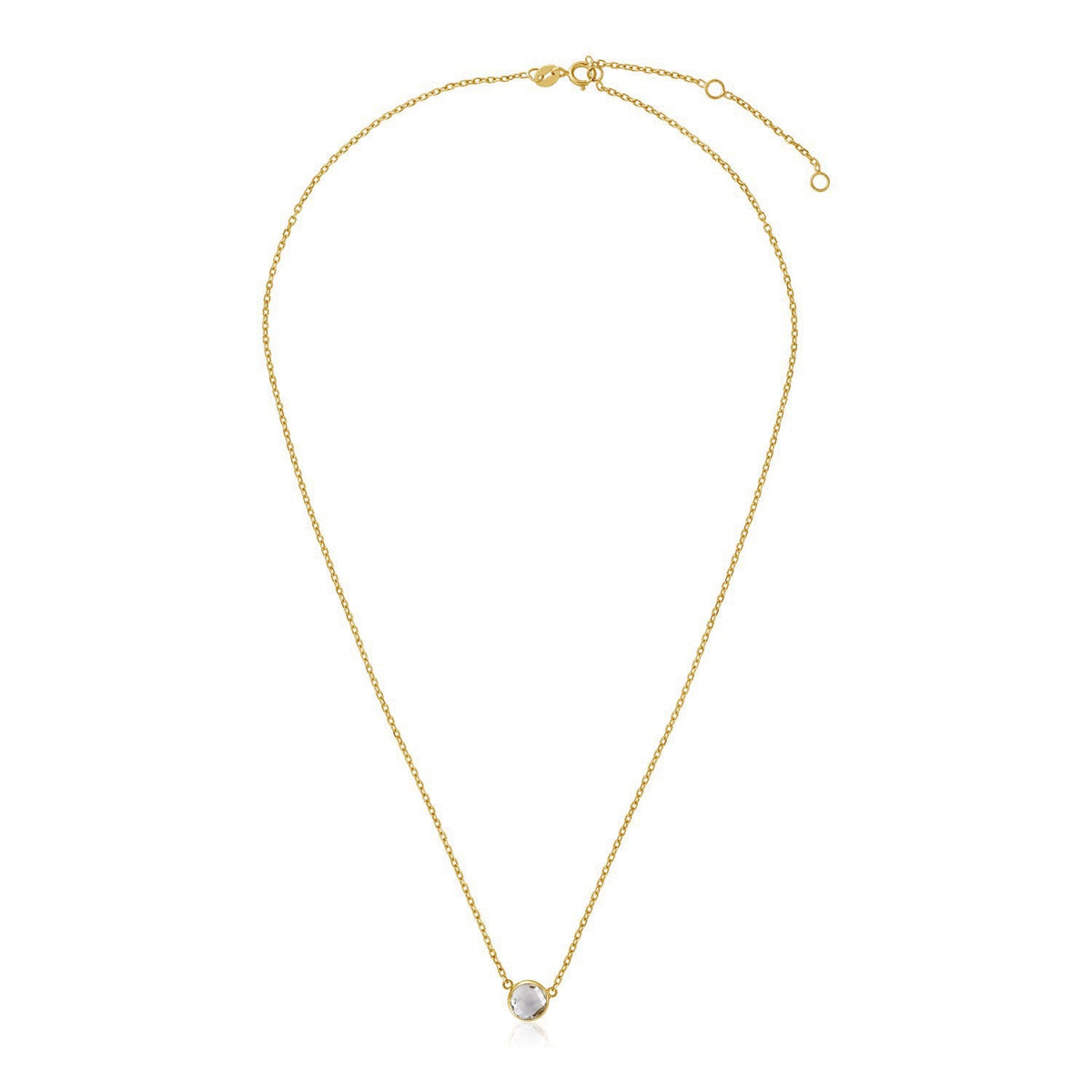 14k yellow gold 17 inch necklace with round white topaz by Avera Group