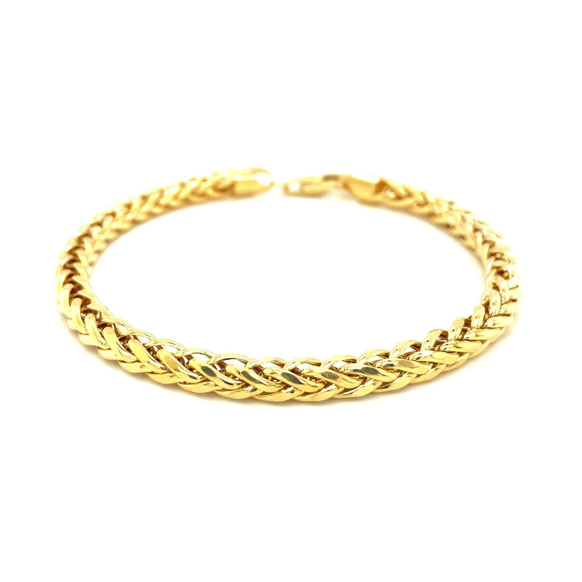 8.75 inch 14k yellow gold diamond-cut round franco bracelet, 5.30mm, Avera Group, view 2