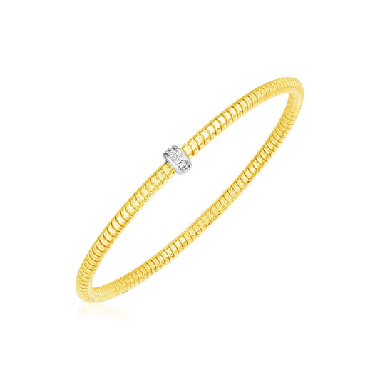 14k yellow gold stretch bangle with diamonds by Avera Group