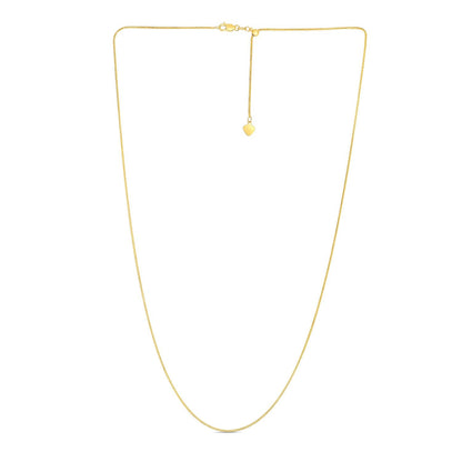 14k yellow gold adjustable franco chain 1.00mm with heart dangle, Avera Group, view 2