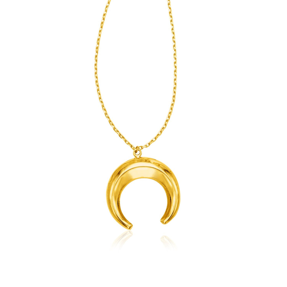 14k yellow gold 17 inch necklace with domed moon pendant by Avera Group