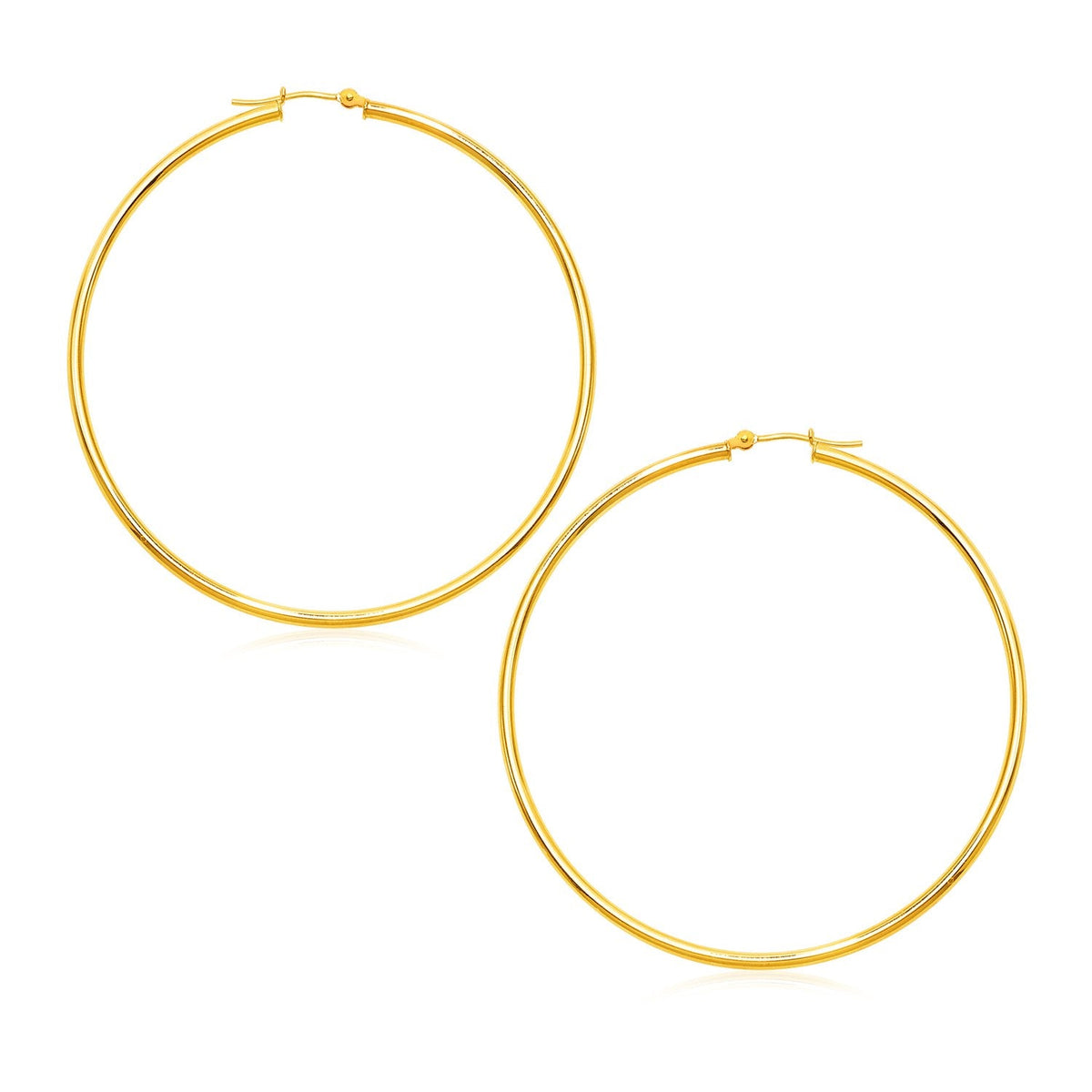 14k yellow gold 2 x 60mm large round hoop earrings by Avera Group