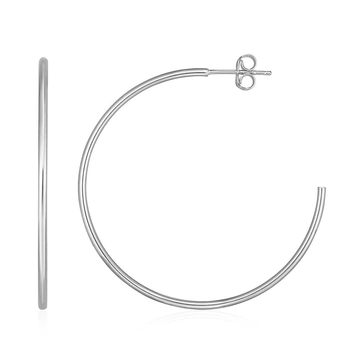14k white gold polished hoop earrings, Avera Group