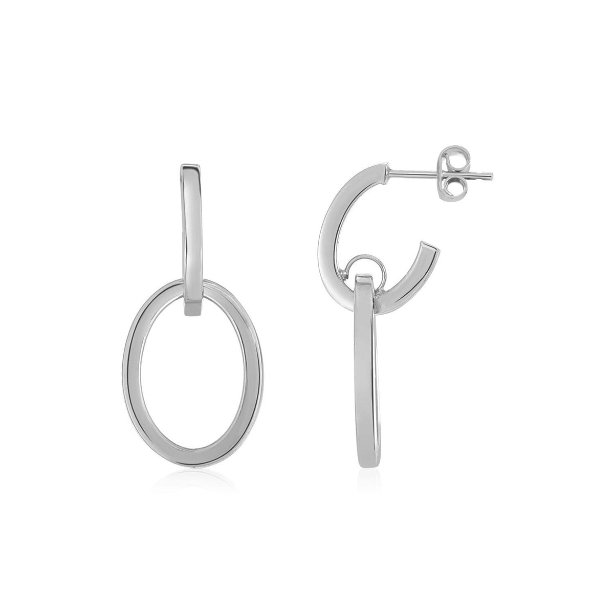 14k white gold interlocking drop hoop earrings, Avera Group