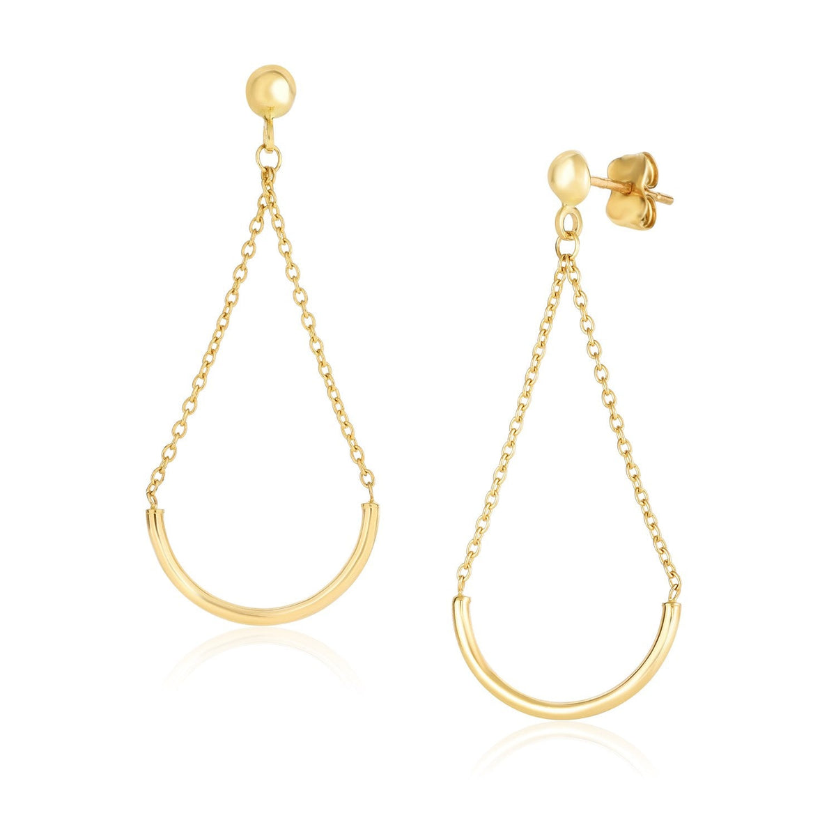 14k yellow gold curved chain drop earrings, Avera Group