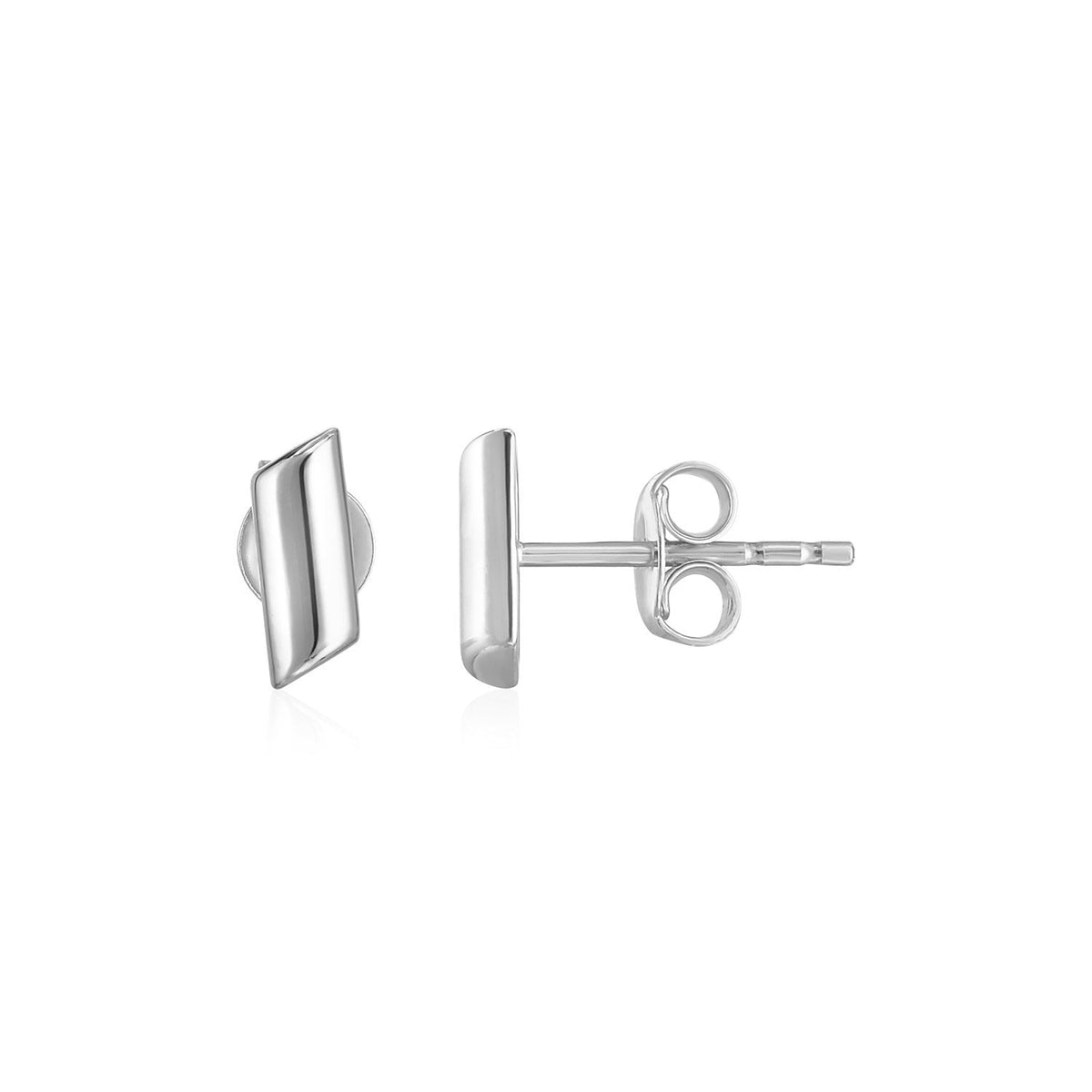 14k white gold polished rectangular post earrings, Avera Group