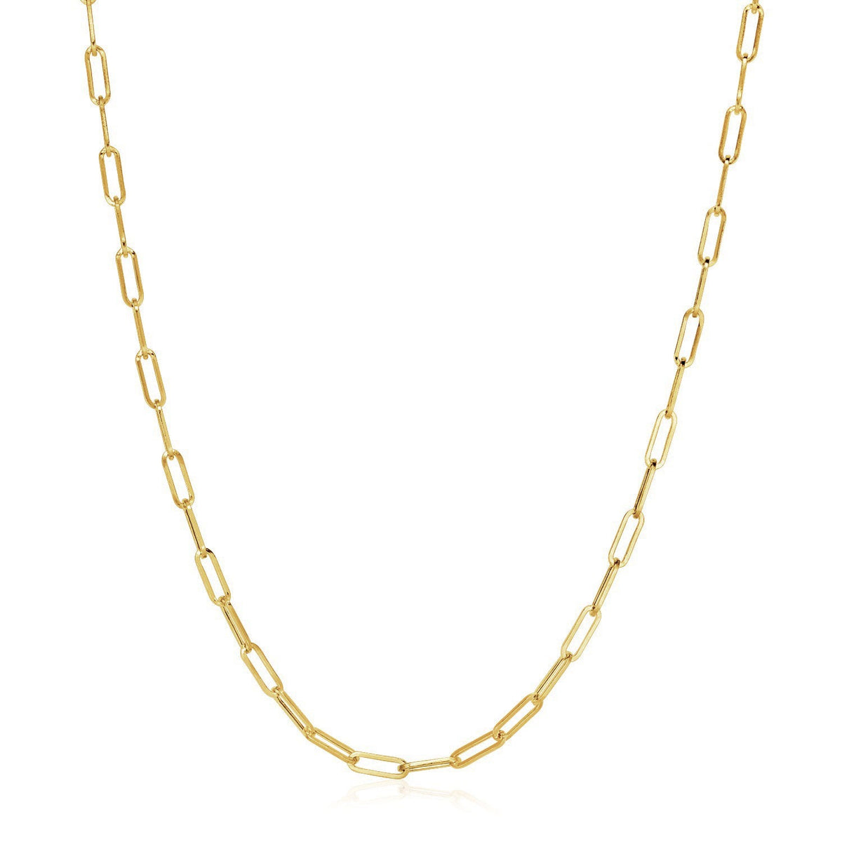 14k yellow gold wide paperclip chain, 3.20mm by Avera Group