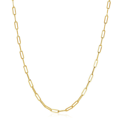14k yellow gold wide paperclip chain, 3.20mm by Avera Group