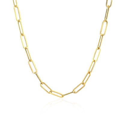 14k yellow gold wide paperclip chain, 3.20mm by Avera Group, view 2