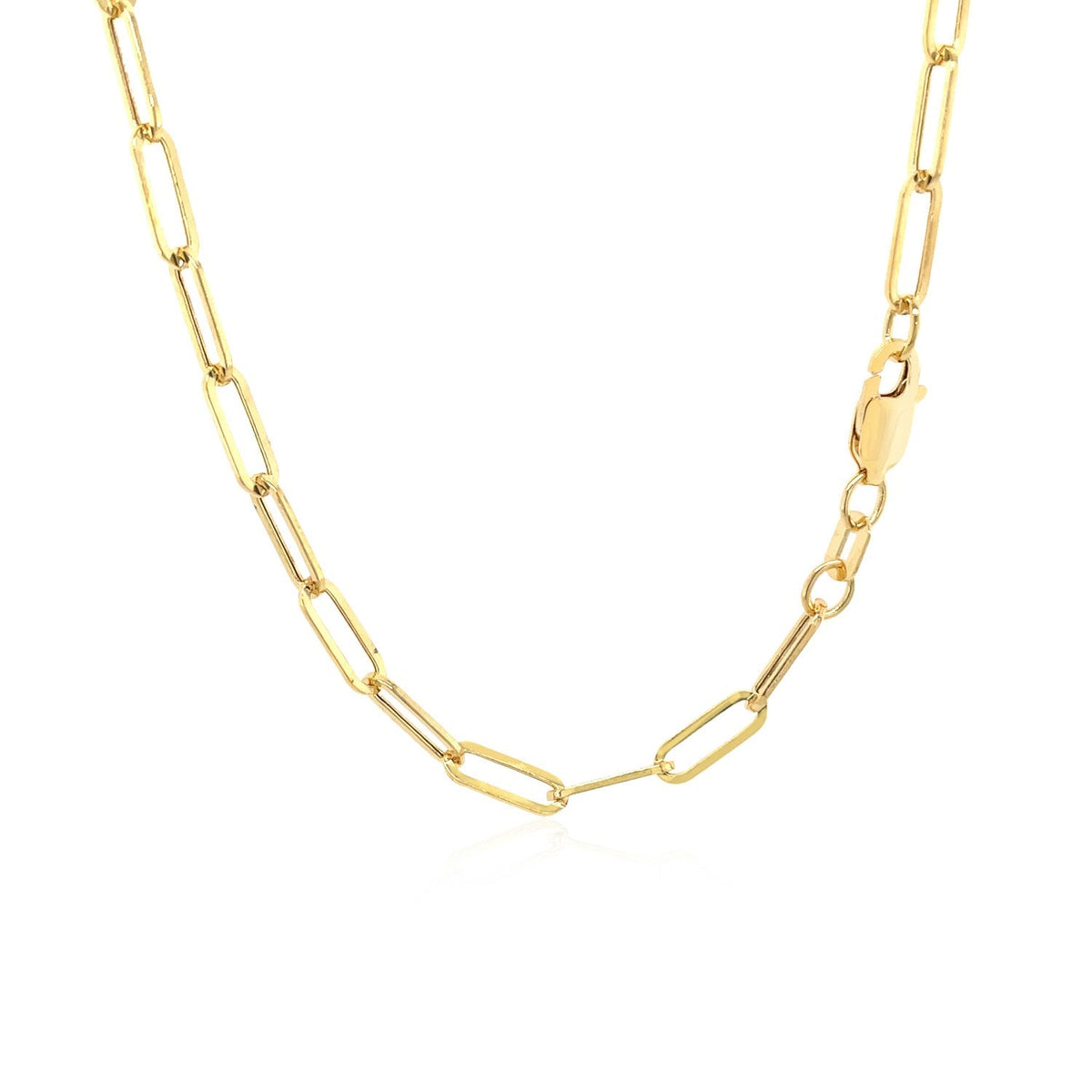 14k yellow gold wide paperclip chain, 3.20mm by Avera Group, view 3