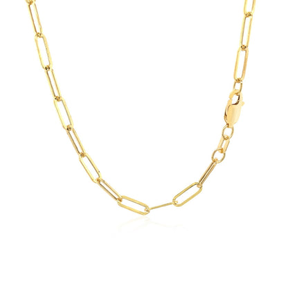 14k yellow gold wide paperclip chain, 3.20mm by Avera Group, view 3
