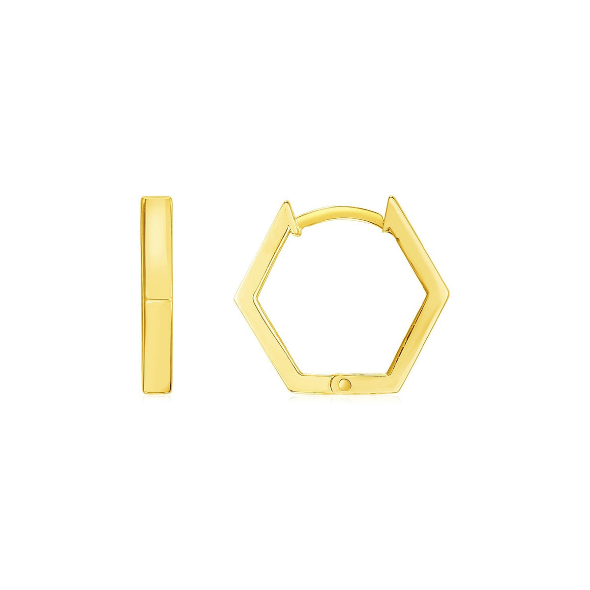 14k yellow gold hexagon huggie hoop earrings by Avera Group