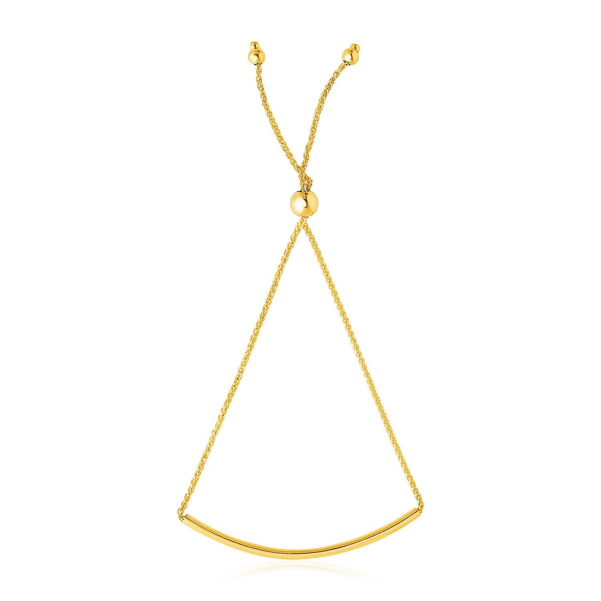 14k yellow gold smooth curved bar lariat bracelet by Avera Group