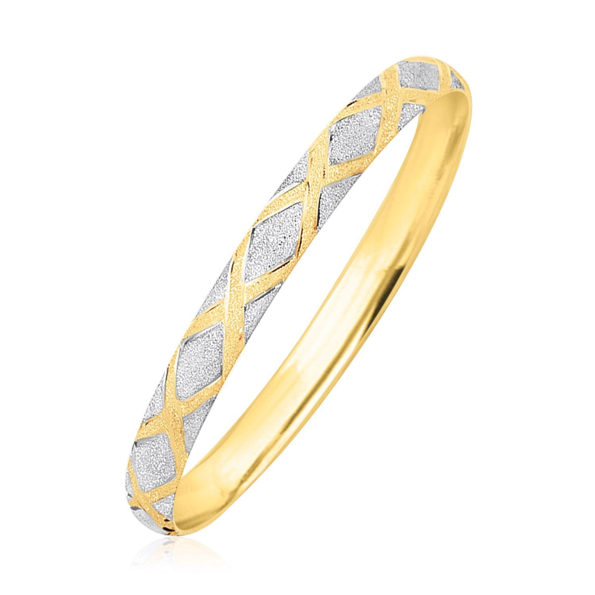 Avera Group 10K two-tone gold geometric diamond motif bangle