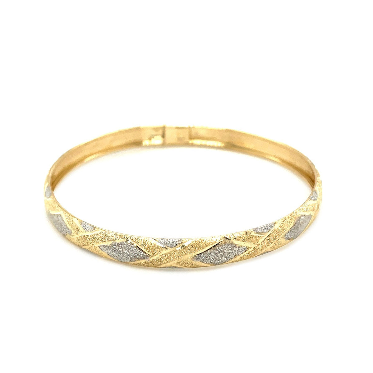 Avera Group 6mm 10K two-tone gold geometric motif bangle, view 2