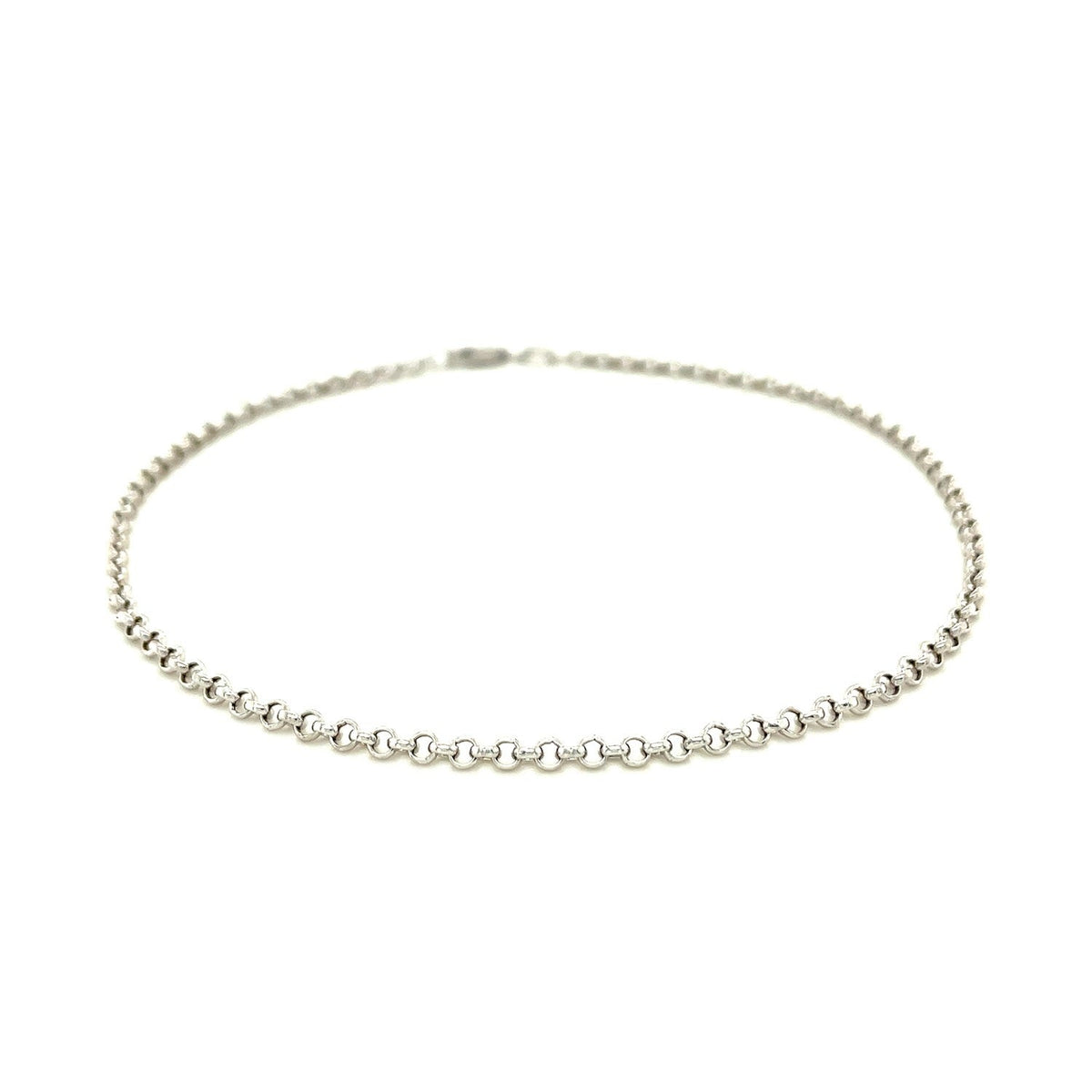10k white gold 2.3mm rolo anklet with lobster clasp by Avera Group, view 2
