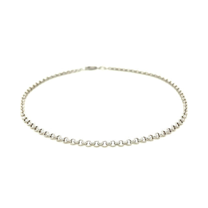 10k white gold 2.3mm rolo anklet with lobster clasp by Avera Group, view 2