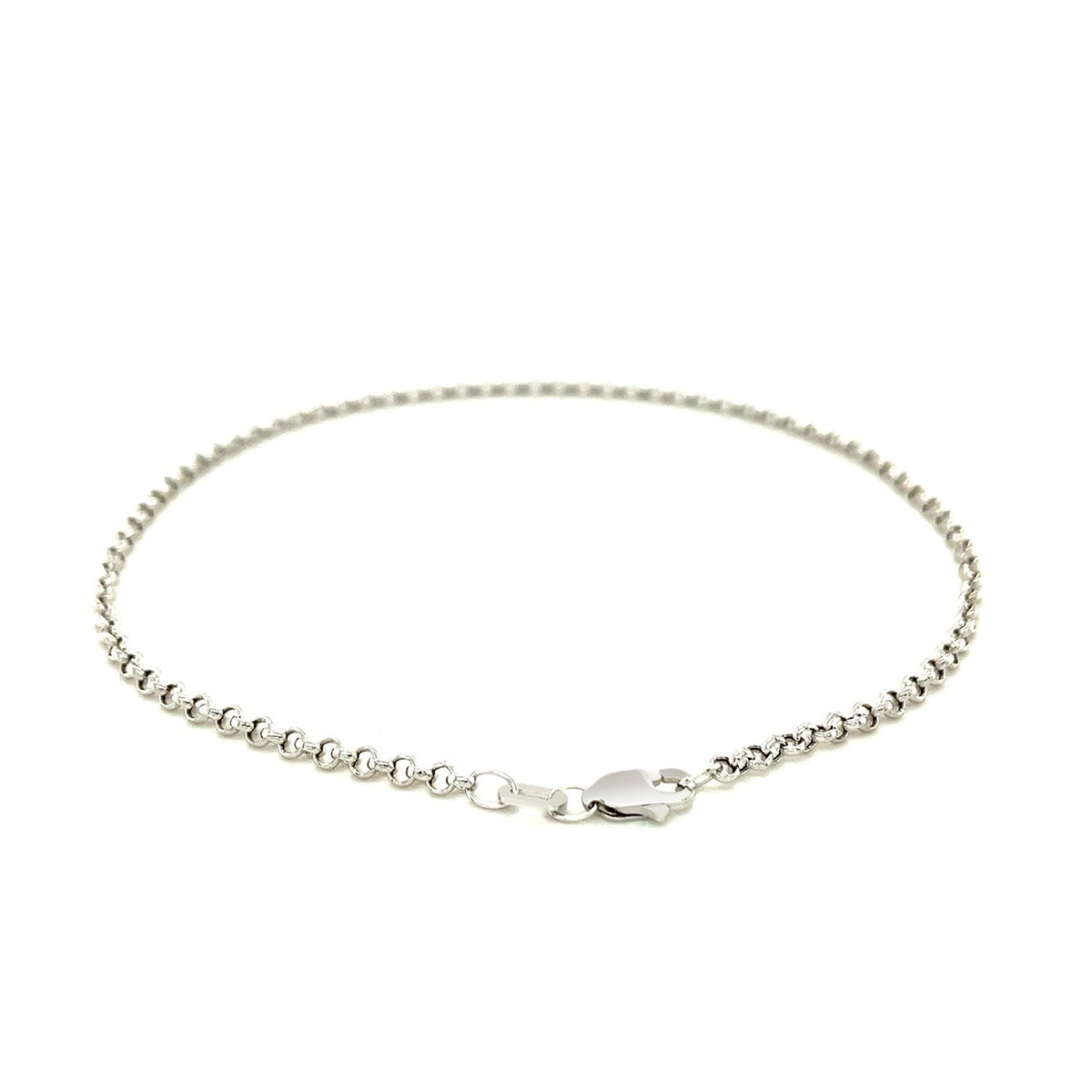 10k white gold 2.3mm rolo anklet with lobster clasp by Avera Group, view 3