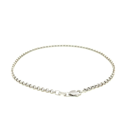 10k white gold 2.3mm rolo anklet with lobster clasp by Avera Group, view 3