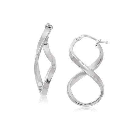 14k white gold twist motif polished hoop earrings by Avera Group