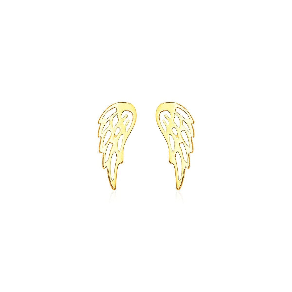 14k yellow gold polished wing post earrings by Avera Group