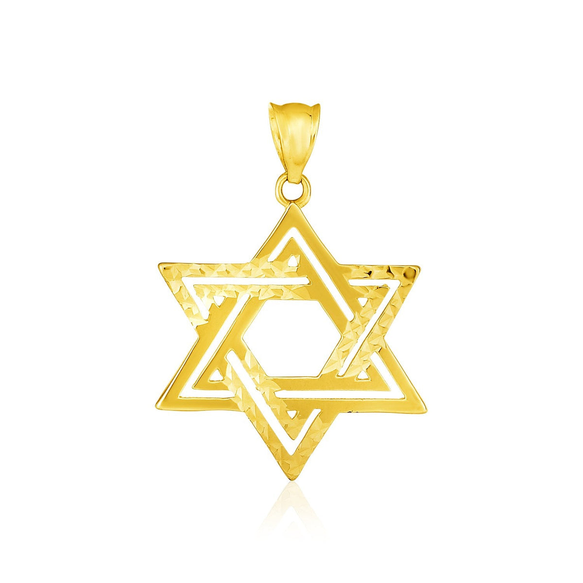 14k yellow gold textured Star of David pendant, about 1 inch by Avera Group