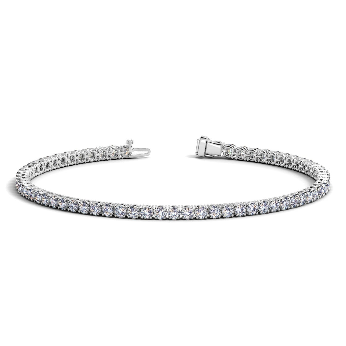 Lab Grown Round Diamond Tennis Bracelet in 14k White Gold (3 cctw F/G VS2/SI1) by Avera Group