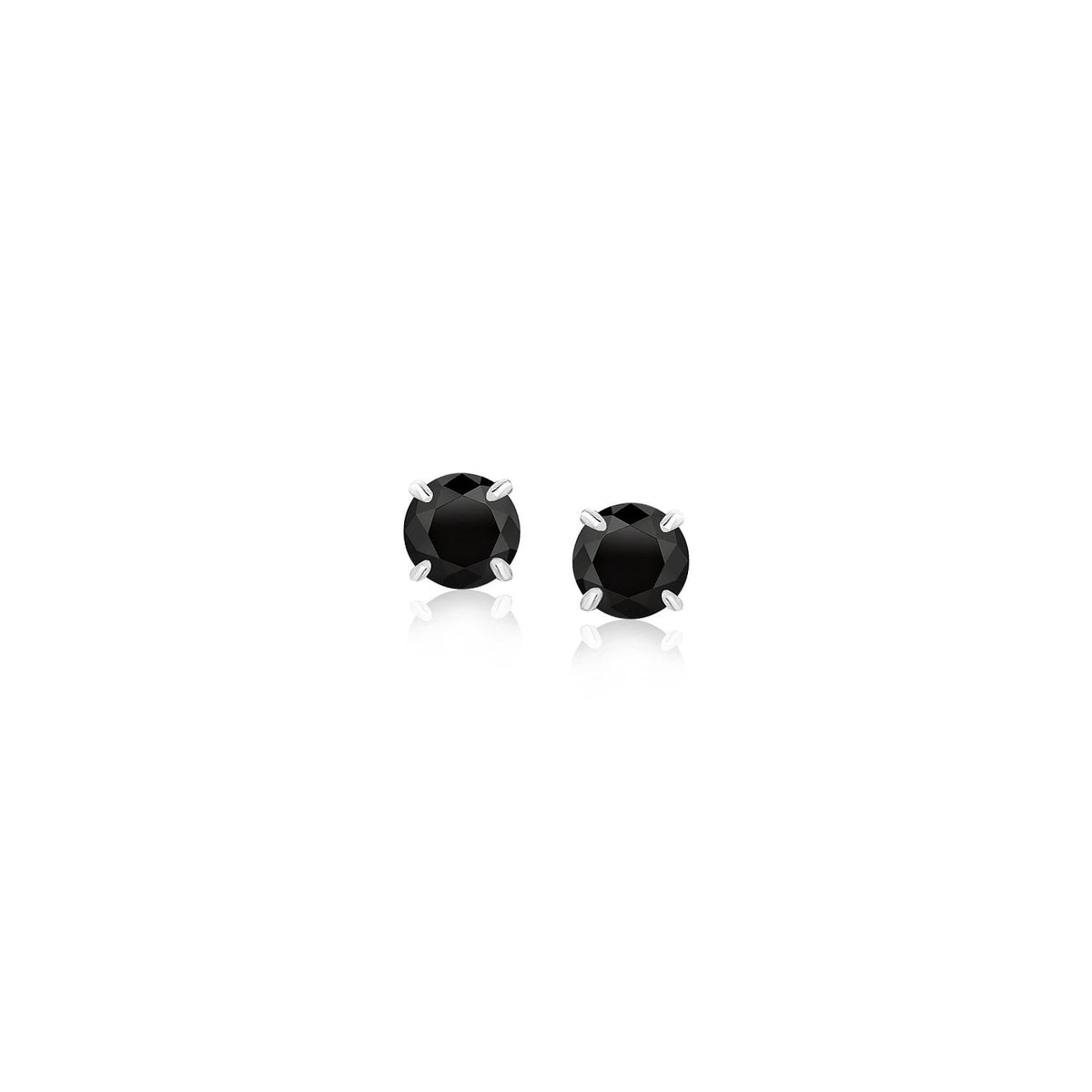 14k white gold four-prong stud earrings with 4mm black cubic zirconia by Avera Group