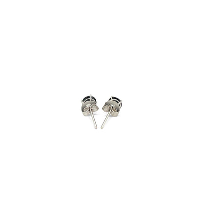 14k white gold four-prong stud earrings with 4mm black cubic zirconia by Avera Group, view 3