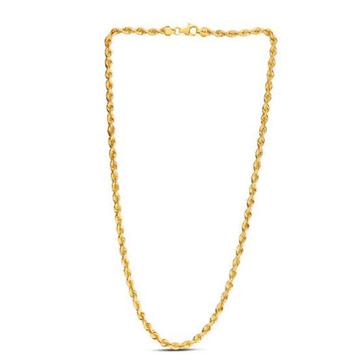 14k yellow gold light rope chain, 4.3mm by Avera Group, view 3