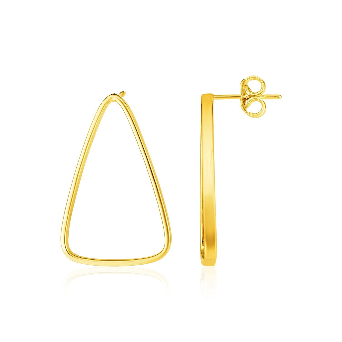 14k yellow gold polished open triangle post earrings by Avera Group