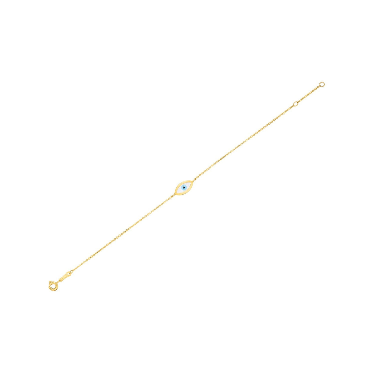 14k yellow gold mother of pearl evil eye bracelet by Avera Group