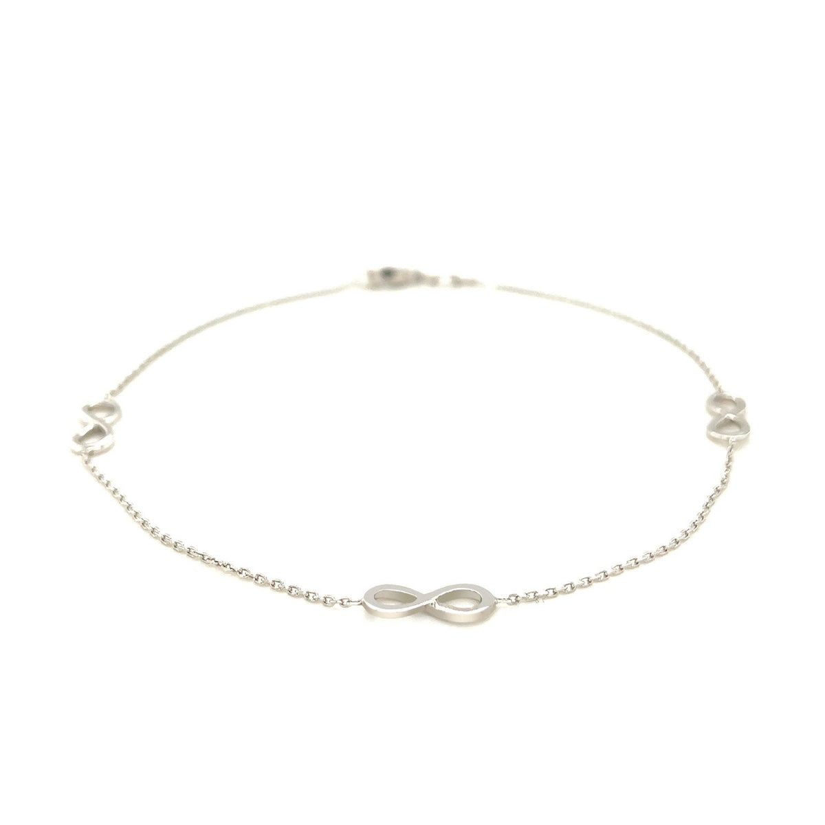 Sterling Silver Anklet with Infinity Symbols by Avera Group