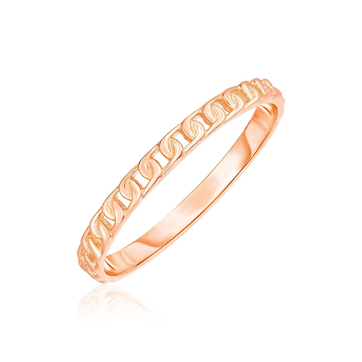 Delicate 14k rose gold band with beaded texture, size 7, Avera Group