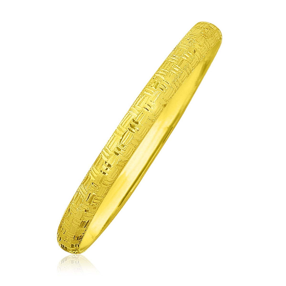 10k Yellow Gold Greek Pattern Textured Bangle, Avera Group