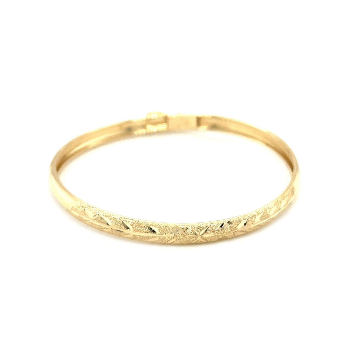10k Yellow Gold Dome Children's Diamond Cut Florentine Bangle (4.00 mm), Avera Group, view 2