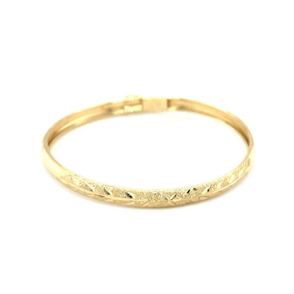 10k Yellow Gold Dome Children's Diamond Cut Florentine Bangle (4.00 mm), Avera Group, view 2