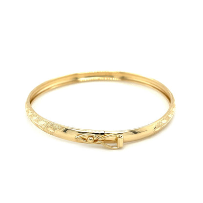 10k Yellow Gold Dome Children's Diamond Cut Florentine Bangle (4.00 mm), Avera Group, view 3